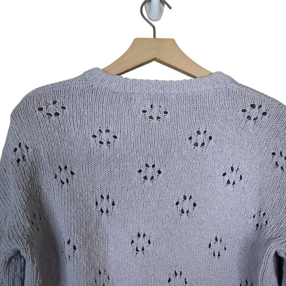 Madewell Womens XS Floral Pointelle Pullover Sweater in Lavender - Picture 6 of 10
